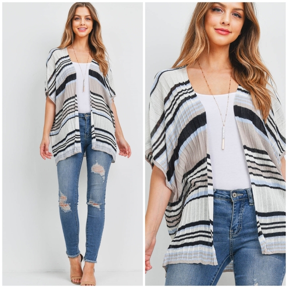 Very J Sweaters - Casual Chic Light Knitted Short Sleeves Kimono